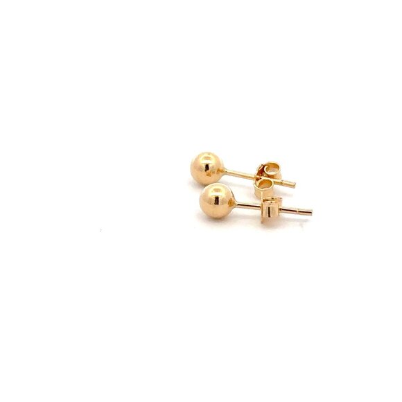 18K Gold Earrings Stud Balls Polished Small - Picture 4 of 8